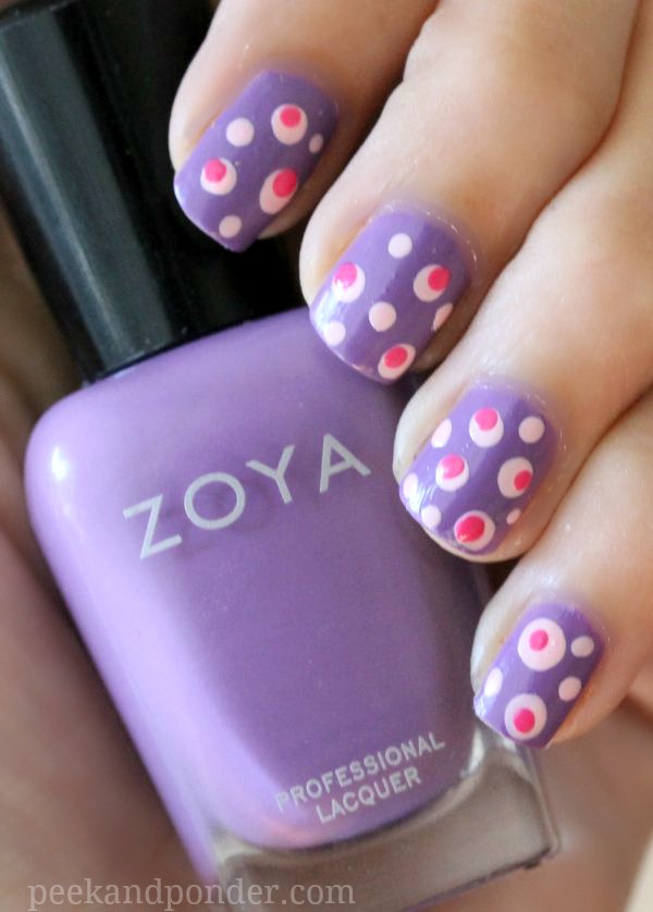 purple pink dotted maincure
