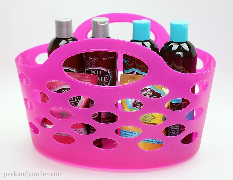 Pink bathroom caddy