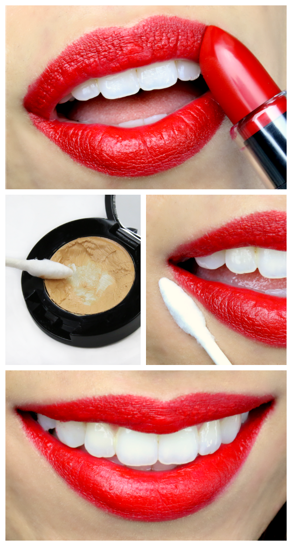 Q-tip red lip application