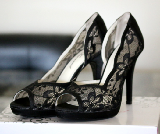 black lace heels