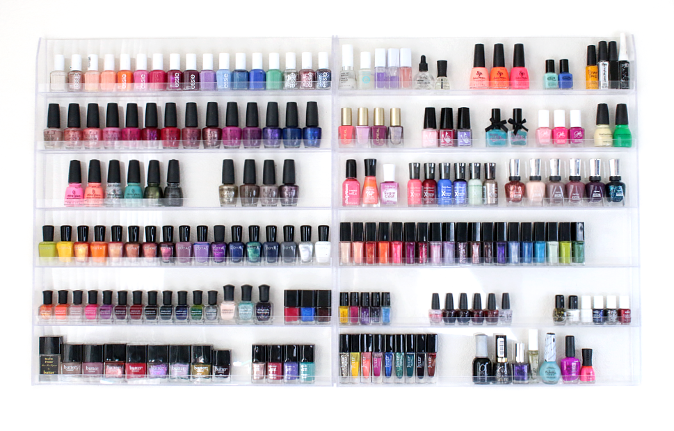 nail polishes on nail polish racks