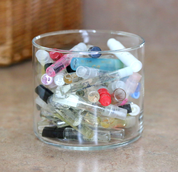 perfume samples in a jar