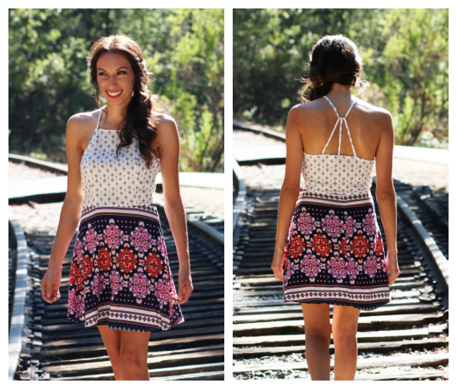 Front and back view of girl wearing dress