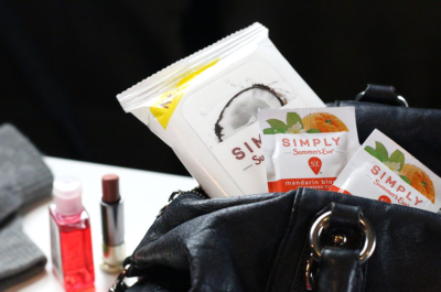 handbag with personal care products