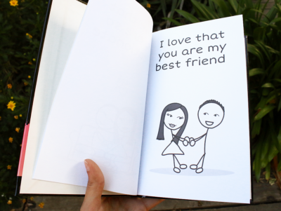 page of a book that says I love that you are my best friend