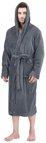 NY Threads Hooded Fleece Bathrobe