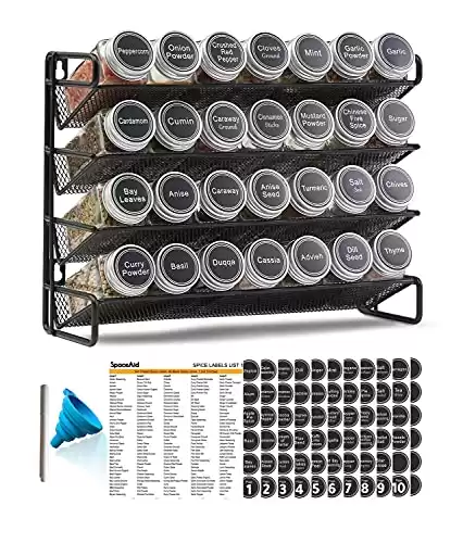 Spice Rack Organizer with 28 Spice Jars, 386 Labels