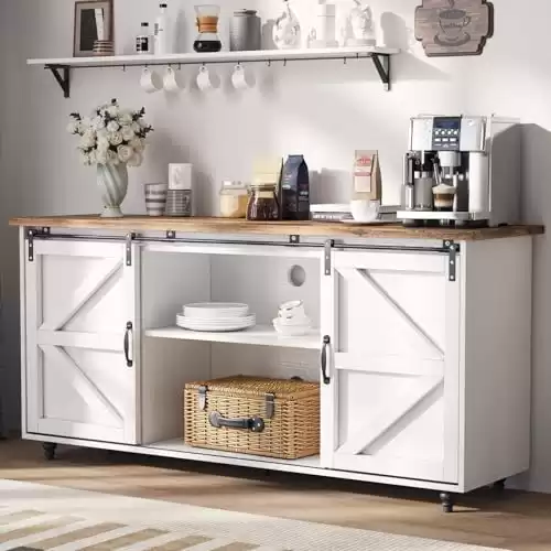 Farmhouse Coffee Bar Cabinet with Storage